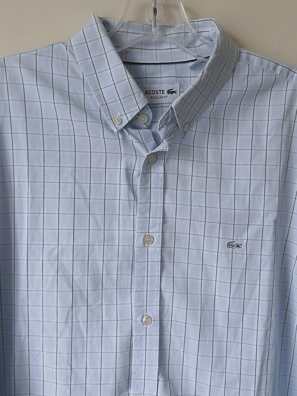 Lacoste Men’s Light Blue Checked Button-Down Shirt